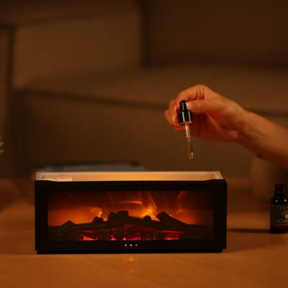 Fireplace Flame Effect Aromatherapy Diffuser – Ultra-Quiet Humidifier with LED Flame Simulation