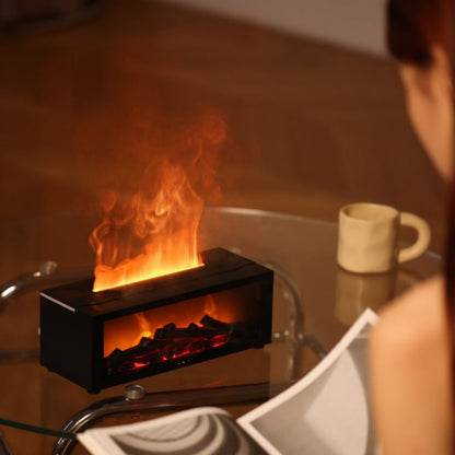 Fireplace Flame Effect Aromatherapy Diffuser – Ultra-Quiet Humidifier with LED Flame Simulation
